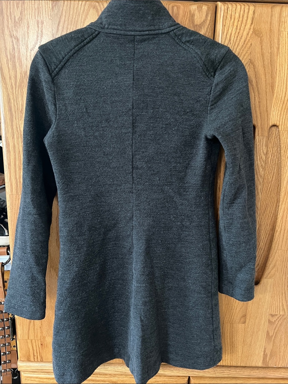 Milly of New York wool blend mock neck button detail charcoal gray shift dress - Picture 6 of 6